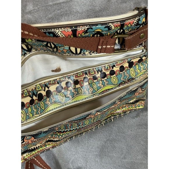 Sakroots Purse Crossbody Strap Peace Sign Multicolor Design Pockets *READ - Picture 9 of 9